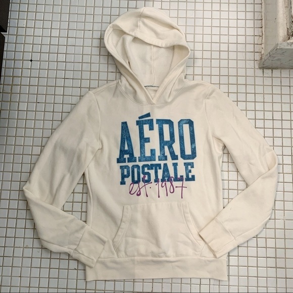 Aeropostale White Cozy Pullover Sweatshirt Hoodie - Picture 2 of 6